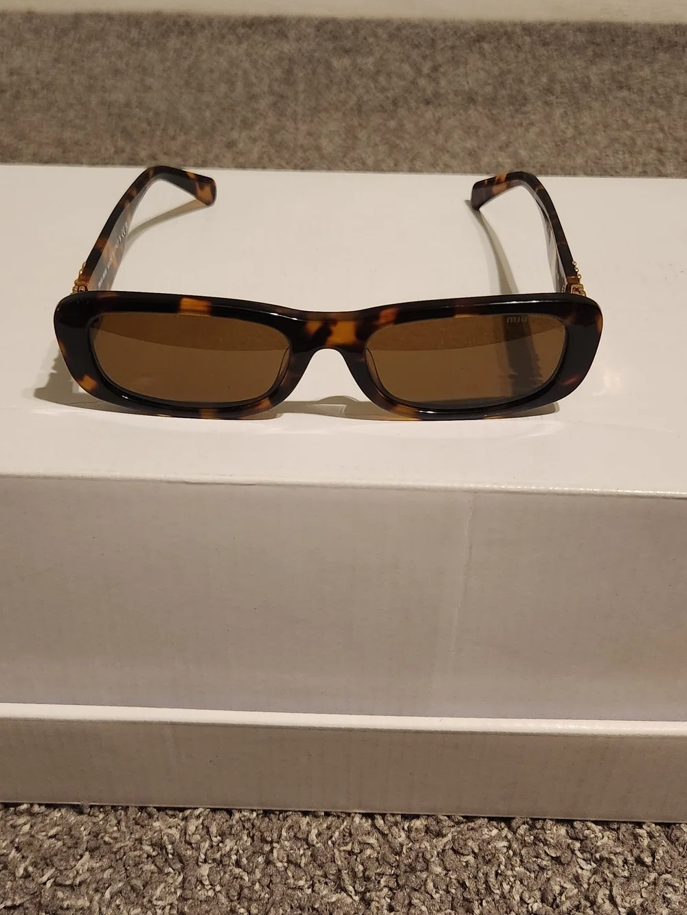 Rectangular Miu Miu Sunglasses With Honey Havana Frame Made In Italy